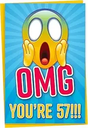 Funny 57th Birthday Card - OMG You're 57! Sister or Brother Card for Him or Her