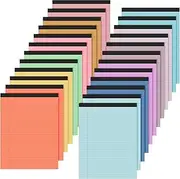 Fuutreo 24 Pcs 8.5'' x 11'' Colored Legal Pad Writing Pads Narrow Ruled 50 Sheets Per Notepad Micro Perforated Writing Pad Note Pads Office Supplies for School College Office Business, Assorted Colors