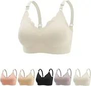 [GDKRTNAJ] Womens Scalloped Wireless Seamless Push Up Bras V Neck Scalloped Full Coverage Everyday T Shirt Bra