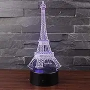 Doremy 3D Illusion LED Night Light Table Desk Lamp 7 Colors Gradual Changing Touch with USB Cable for Home Decoration or Children’s Gifts (Eiffel Tower)