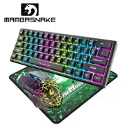 Wireless Gaming Keyboard and Mouse 61 Key Rainbow Backlit Rechargeable Ergonomic