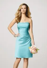ALFRED ANGELO $189 7027 12 POOL BLUE SATIN BRIDESMAID PARTY PROM BANQUET DRESS