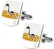 [Cocktail Critters] Scotch Ness Monster Cuff Links - Enamel & Silver Plated | Novelty Bar Accessory for Bartenders & Cocktail Lovers, 0.75 inches, Stainless Steel, no gemstone