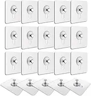 Pack of 20 Hooks for Wall Pictures, Adhesive, Self-Adhesive Hooks, Photo Frames, Non-Marking, Transparent Hooks, Waterproof, No Drilling, for Clock, Photo, Painting