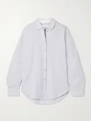 [Proenza Schouler White Label] Proenza Schouler White Label - Caroline Striped Cotton And Linen-blend Oxford Shirt - Blue - small small Blue