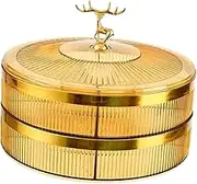 MYCENSE Divided Serving Tray with Lid Multifunctional Household 2 Tier Snack Platter Dried Fruit Plate for Veggies Desserts Treats