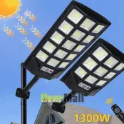 1300W Outdoor LED Solar Flood Light Street Flood Light Dusk to Dawn Wall Lamp US
