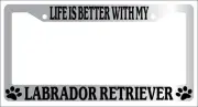 Chrome License Plate Frame Life Is Better With My Labrador Retriever (Paws) 446