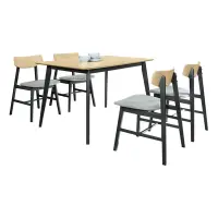 在飛比找Yahoo奇摩購物中心優惠-文創集 蘿克雙色4尺實木餐桌布餐椅組合(一桌四椅組合)-12