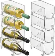 mDesign Plastic Free-Standing Water Bottle and Wine Rack Storage Organizer for Kitchen Countertops, Table Top, Pantry, Fridge - Stackable, Holds 1 Bottle Pack of 8 Clear