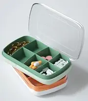 2PCS Pill Organizers，Portable Pill Case, Pill Box Dispenser（Orange，Green），very convenient for a trip
