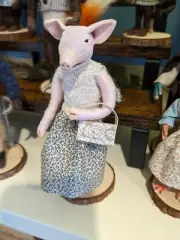 Felted female pig doll 1:12 dollhouse artist made