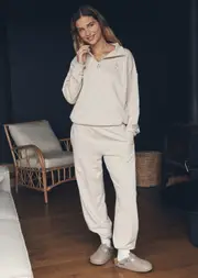 [Lorna Jane] LJC Heritage Sweatpants in Neutrals, Size - Large L Oat Marl