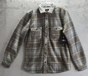 O'Neill Super Fleece Snap Front Shirt Shacket Mens Small Spruce Plaid Flannel