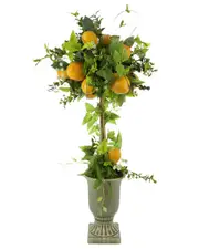 Creative Displays Lemons And Vine Topiary In A Green Ceramic Pedestal Planter