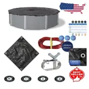 15-Foot Round Rugged Mesh Winter Pool Cover - Durable & Lightweight Protection