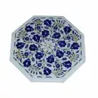 12" Corner Marble Side Table Top Lapis Inlay Octagon antique Home Decor Garden