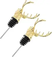 NOLITOY 2Pcs Deer Head Wine Bottle Stoppers with Ring Elegant Wine Pourers for Home Bar Parties and Stylish Accessory for Wine Lovers