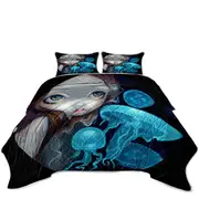 Jellyfish Portal Underwater Fantasy Mermaid Coverlet