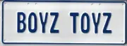 17654 BOYZ TOYZ BLUE ON WHI 37CM X 13CM NOVELTY NUMBER PLATE MAN CAVE