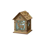 3PCS Christmas Luminous Wooden House Christmas Tree Decorations Hanging Ornaments DIY Gift Window Decoration