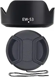 49mm Snap-On Front Lens Cap and Hood fit for Canon M50 M100 M6 with EF-M 15-45mm is STM，EF-S 35mm f/2.8 is STM Lens Replace Canon EW-53 Hood（1 Cap+1 Hood）