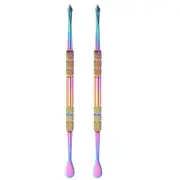 2pcs Double Sided Wax Clay Sculpting Tool Smoother Knife 4.57" Titanium Color