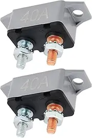 YINETTECH 2PCS Automatic Reset Circuit Breaker 40A 12V-24V with Screws 125/250VAC 50VDC 51x20.5x32.2mm Screw Terminal #10-32 for Car Marine Truck RV