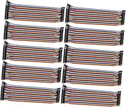 KOMBIUDA 10Pcs Jumper Wire Multicolored Ribbon Cable for Breadboard Pin Female to Female Connector Flexible Insulation for Electronics Projects and DIY Applications
