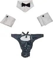 [KKmeter] Mens Waiter Suit 4 Pcs Bow Tie Collar Brief Shorts Tuxedo Costume Underwear Outfit Set Roleplay Nightclub