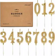 PHD CAKE 10-Pieces Champagne Gold Number Birthday Candles, Cake Numeral Candles