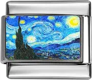 [STYLYSH CHARMS] VINCENT VAN GOGH STARRY NIGHT Photo Italian 9mm Link GA032 Fits Traditional Classic