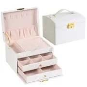 Multi-Functional 3-Layer Leather Jewelry Box – Drawer Style Organizer for Earrings & Jewelry