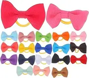 Vaguelly Little Girls' Hair Accessories 20pcs Bow Hair Ties Elastic Stylish Ponytail Holders for Toddlers