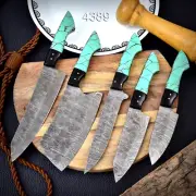 Custom Handmade Forged Damascus Blade Steak Chef Knife SET KITCHEN KNIVES EDC 21