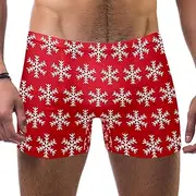 [VBFOFBV] Men's Printed Jammer Swimsuit Swim Shorts, Christmas Vintage Red White Snowflakes Retro