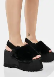 [Lemon Drop by Privileged] Paladin Faux Fur Sandals
