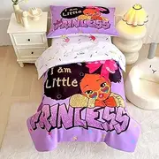 GRAT TIOC 4 Piece Toddler Bedding Set for Girls,Toddler Black Girl Magic Comforter Set,Black Princess Toddler Bed Comforter Set Includes Comforter, Flat Sheet,Fitted Sheet,Pillowcase
