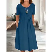 Women's Midi Dress T Shirt Dress Tee Dress A Line Dress Summer Dress Vacation Casual Daily Regular Fit Graphic Plain Short Sleeve Crew Neck Black White Red Blu