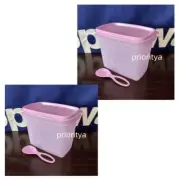 Tupperware Shelf Savers Dry Foods Goods Container Set of 2 with Spoon Lilac New