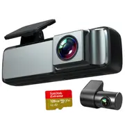 Elinz Dual Lens No Screen 1080P Dash Cam 720P Rear Camera WiFi App Control Supercapacitor Compact Discreet Car DVR 128GB U3