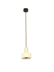 Traviato 1 Light Squat Pendant in Travertine with Bronze Details