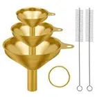 6Pcs Golden Stainless Steel Mini Metal Filling Funnel Cleaning Brush Set Kitchen