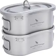 Boundless Voyage Titanium Canteen Mess Kit with Folding Handle Ultralight Portable Bowl Pot for Outdoor Camping Hiking Backpacking Ti2046C