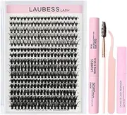 Lash Extension Kit 300 Pcs Lash Clusters Kit Lash Bond and Seal Waterproof DIY Lash Extension Kit Lash Remover Eyelash Brush Lash Tweezers Eyelash Extension Kit (Set 20D/40D/50D-0.07C-8-16Mix)