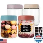 4 Pack 16oz Glass Jars with Lids Overnight Oats Meal Prep Portion Control Con