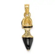 14k Yellow Gold 3-D Black Enamel Closed Toe High Heel Charm