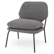 Costway Leisure Accent Chair Modern Metal Frame Lounge Chair w/Teddy Fleece Fabric Cover Padded Seat & High Back