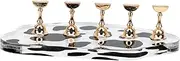 NOLITOY Cow Base Holder Fan Pedicure Shelf Electric Nail File Supplies Rack Display Mannequin Fake Nail Drill Polish Art Nail Files Hand Kit Rhinestones Brush Nail Machine Gel Golden Alloy