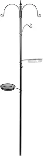 PaWz Metal Bird Feeder Pole – Hanging Garden, Seed Stand, Container, Hanger, Waterproof, Outdoor, Black